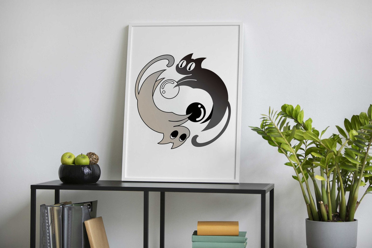 Yin Yang Cat Asian Style Poster | Wall Art for Home & Office | High-Quality Print - High-Quality Visual Display