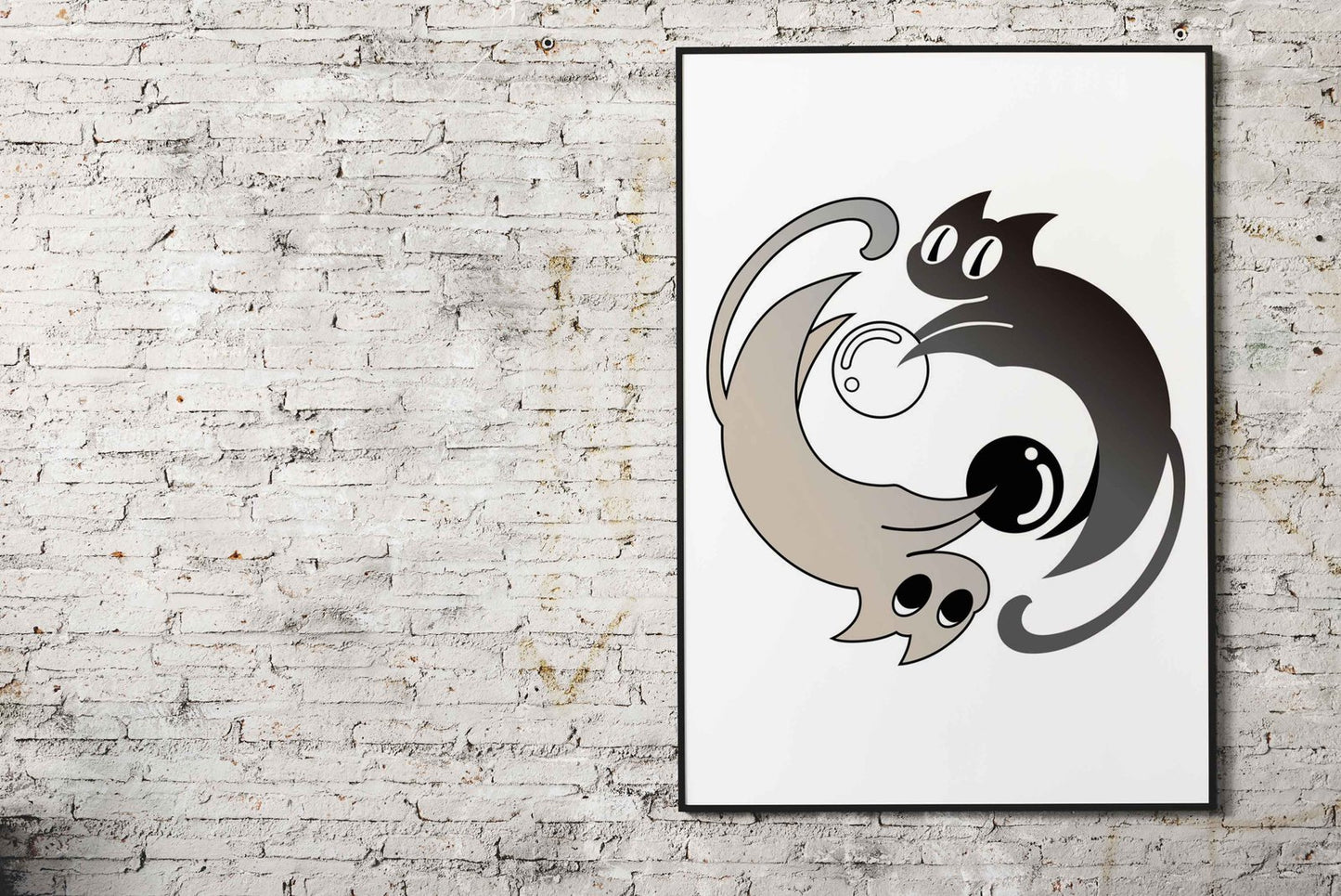 Yin Yang Cat Asian Style Poster | Wall Art for Home & Office | High-Quality Print - High-Quality Visual Display