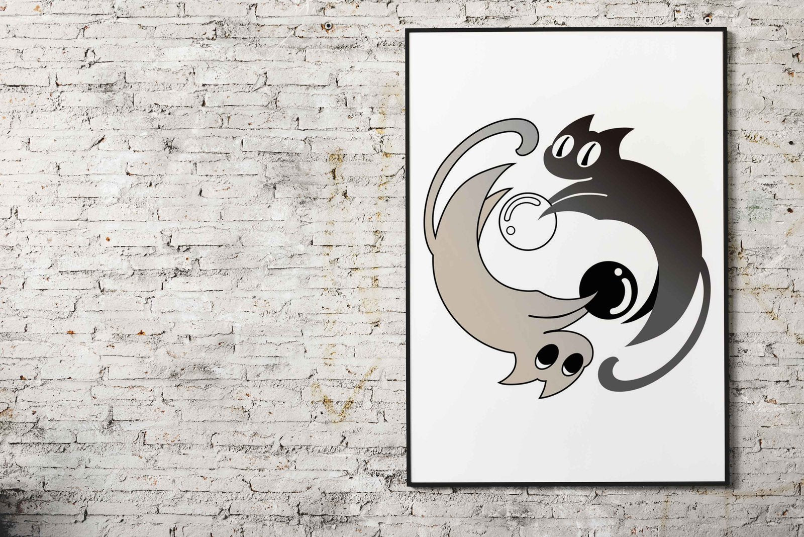 Yin Yang Cat Asian Style Poster | Wall Art for Home & Office | High-Quality Print - High-Quality Visual Display