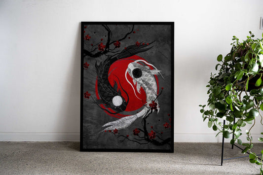 Yin Yang Fish koi anime Asian Style Poster | Wall Art for Home & Office | High-Quality Print - High-Quality Visual Display
