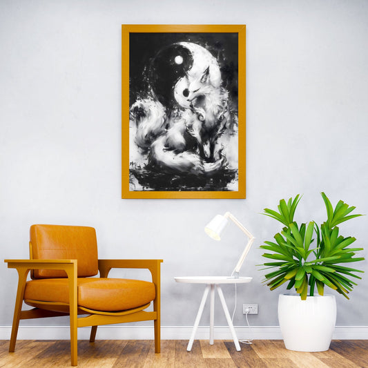 Yin Yang Fox Asian Style Poster | Wall Art for Home & Office | High-Quality Print - High-Quality Visual Display