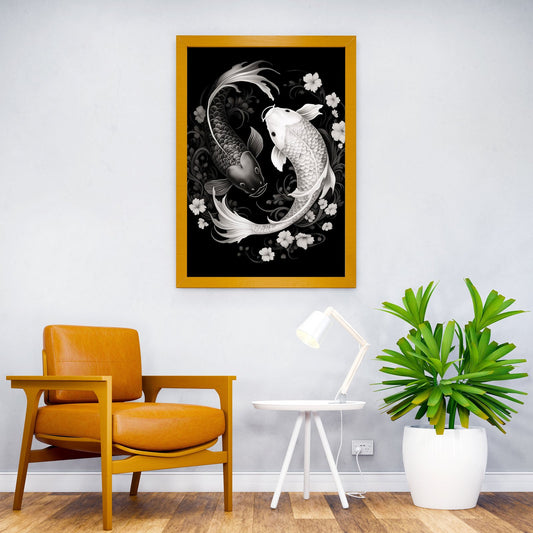 Yin Yang Koi Fishes Asian Style Poster | Wall Art for Home & Office | High-Quality Print - High-Quality Visual Display