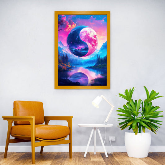 Yin Yang Moon Landscape Asian Style Poster | Wall Art for Home & Office | High-Quality Print - High-Quality Visual Display