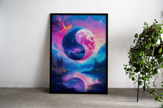Yin Yang Moon Landscape Asian Style Poster | Wall Art for Home & Office | High-Quality Print - High-Quality Visual Display