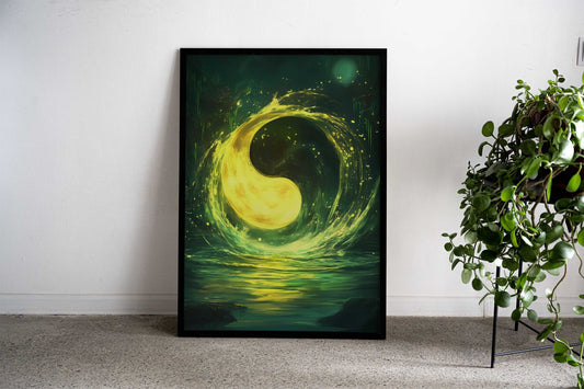 Yin Yang Moon Asian Style Poster | Wall Art for Home & Office | High-Quality Print - High-Quality Visual Display