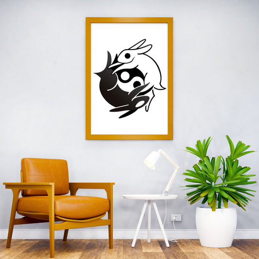 Yin Yang Rabbit Asian Style Poster | Wall Art for Home & Office | High-Quality Print - High-Quality Visual Display