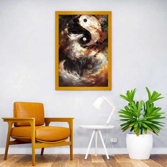 Yin and Yang Kitsune Fox Asian Style Poster | Wall Art for Home & Office | High-Quality Print - High-Quality Visual Display