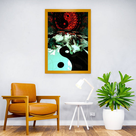Yin and Yang Kitsune Asian Style Poster | Wall Art for Home & Office | High-Quality Print - High-Quality Visual Display