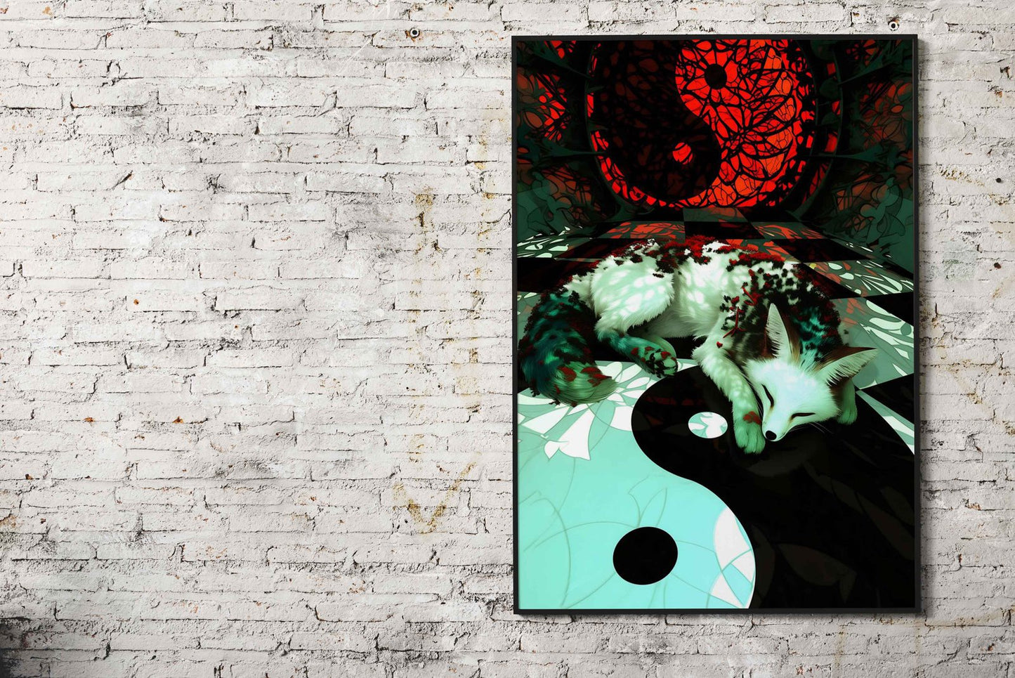 Yin and Yang Kitsune Asian Style Poster | Wall Art for Home & Office | High-Quality Print - High-Quality Visual Display