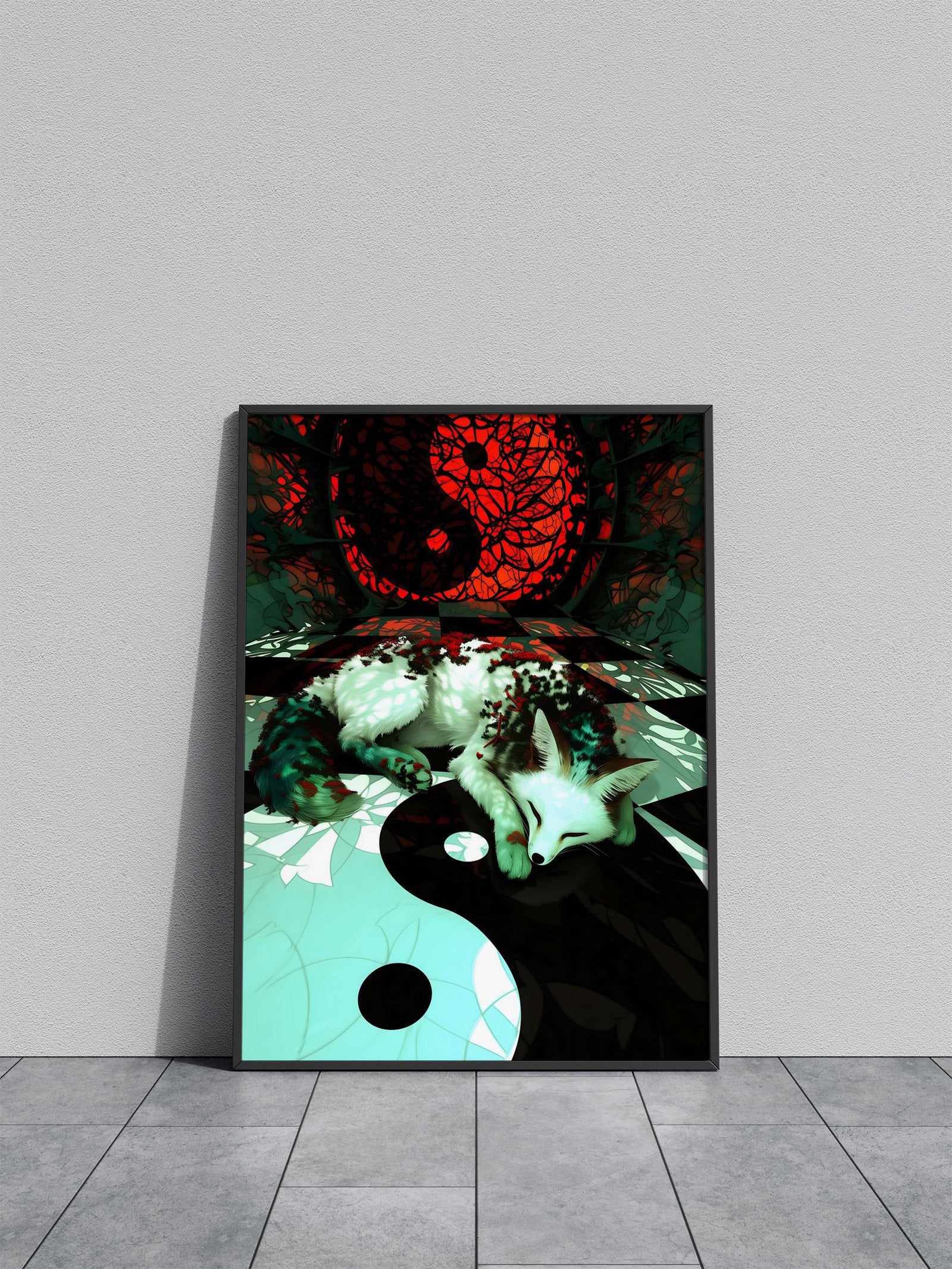 Yin and Yang Kitsune Asian Style Poster | Wall Art for Home & Office | High-Quality Print - High-Quality Visual Display