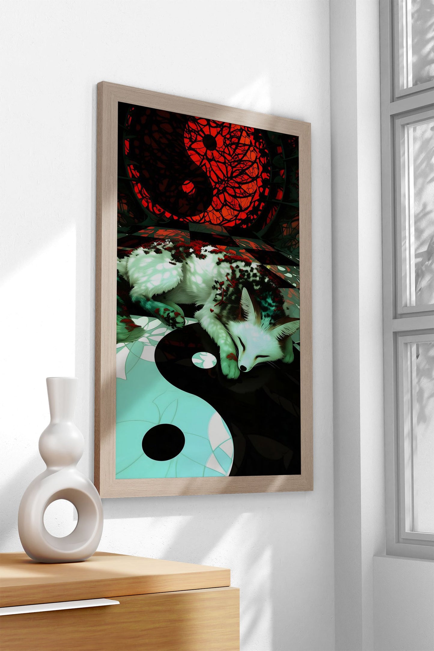 Yin and Yang Kitsune Asian Style Poster | Wall Art for Home & Office | High-Quality Print - High-Quality Visual Display