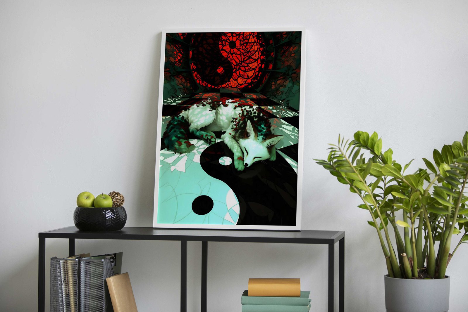 Yin and Yang Kitsune Asian Style Poster | Wall Art for Home & Office | High-Quality Print - High-Quality Visual Display