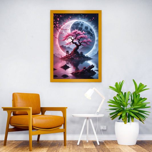 Yin and Yang Sakura Asian Style Poster | Wall Art for Home & Office | High-Quality Print - High-Quality Visual Display
