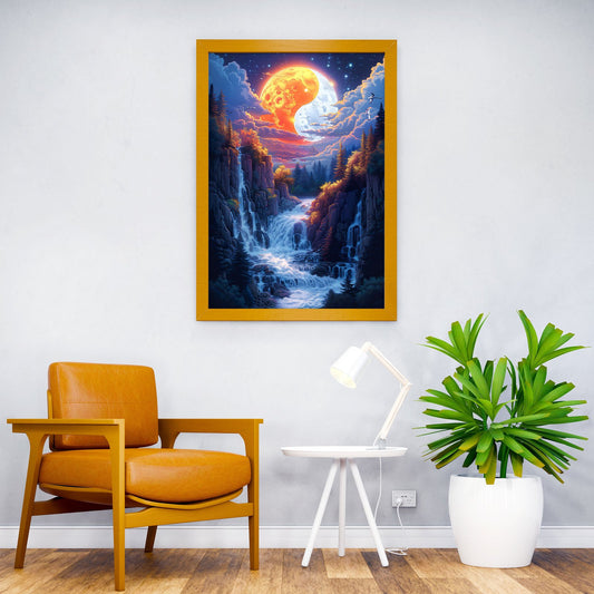 Yin and Yang waterfalls Asian Style Poster | Wall Art for Home & Office | High-Quality Print - High-Quality Visual Display