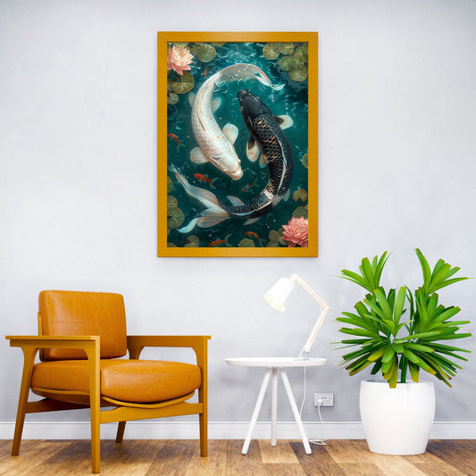 Yin and yang Koi fish Asian Style Poster | Wall Art for Home & Office | High-Quality Print - High-Quality Visual Display