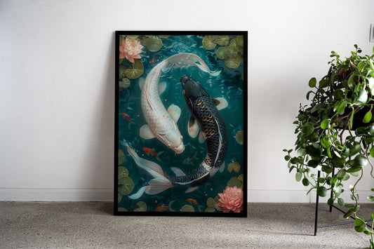Yin and yang Koi fish Asian Style Poster | Wall Art for Home & Office | High-Quality Print - High-Quality Visual Display