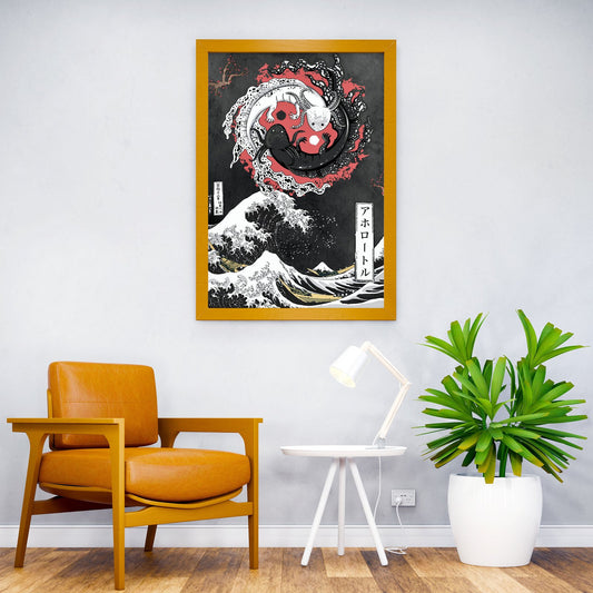 Yin yang Axolotl Kanagawa Asian Style Poster | Wall Art for Home & Office | High-Quality Print - High-Quality Visual Display
