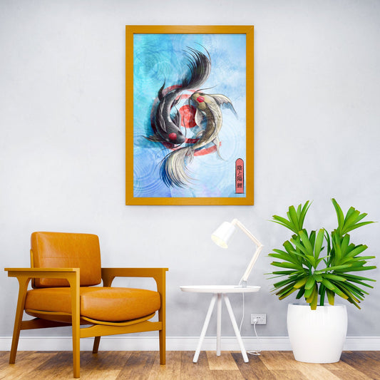 Yin yang koi fish Japan Asian Style Poster | Wall Art for Home & Office | High-Quality Print - High-Quality Visual Display