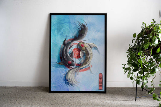Yin yang koi fish Japan Asian Style Poster | Wall Art for Home & Office | High-Quality Print - High-Quality Visual Display