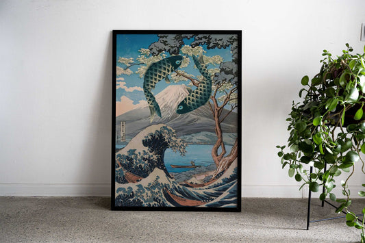 Yin yang koi fish ukiyoe Asian Style Poster | Wall Art for Home & Office | High-Quality Print - High-Quality Visual Display