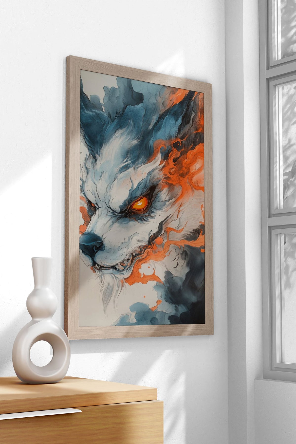 Yokai Kitsune Fox Watercolor Asian Style Poster | Wall Art for Home & Office | High-Quality Print - High-Quality Visual Display