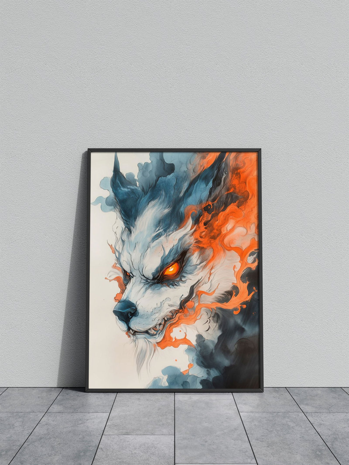 Yokai Kitsune Fox Watercolor Asian Style Poster | Wall Art for Home & Office | High-Quality Print - High-Quality Visual Display