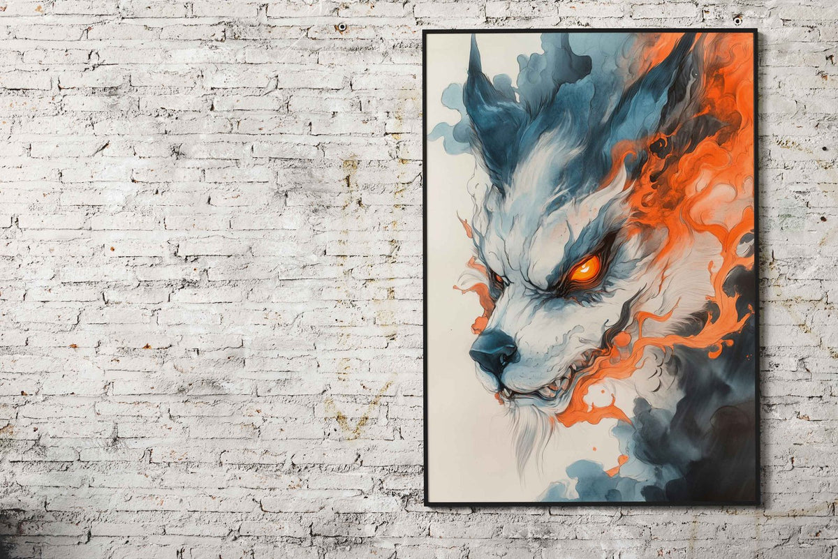 Yokai Kitsune Fox Watercolor Asian Style Poster | Wall Art for Home & Office | High-Quality Print - High-Quality Visual Display