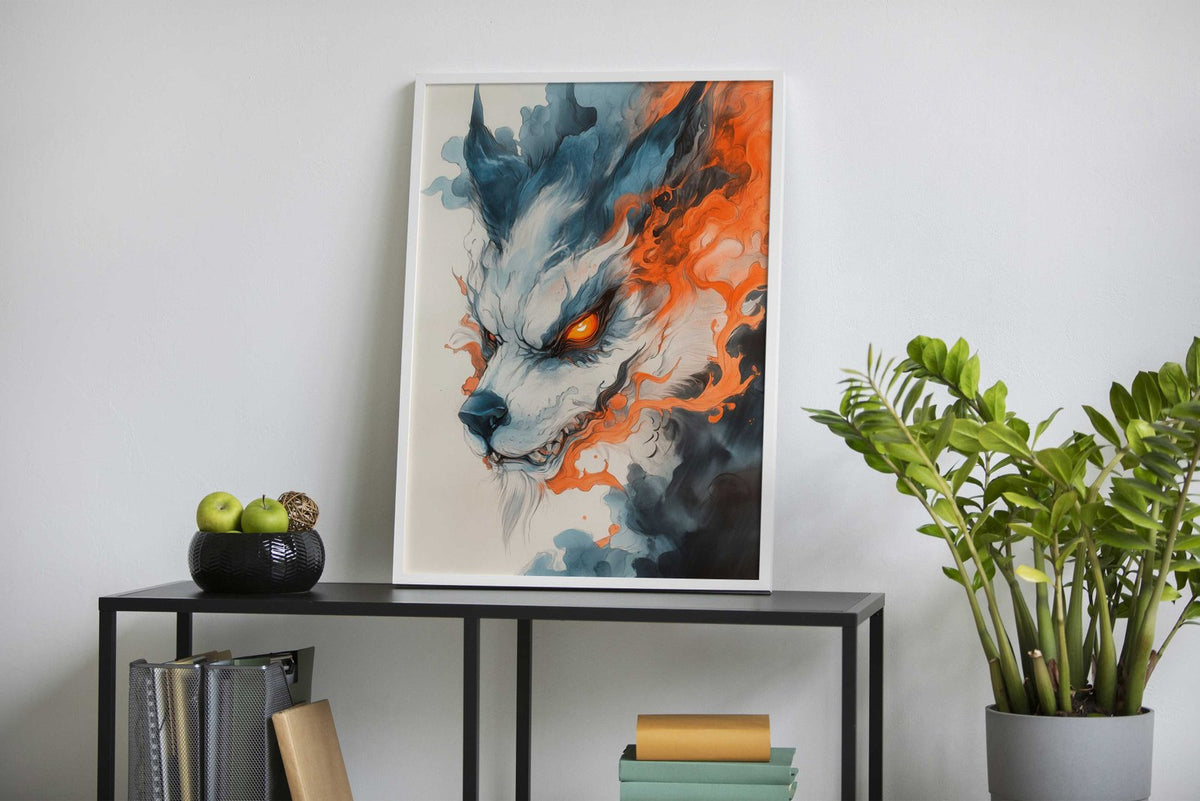 Yokai Kitsune Fox Watercolor Asian Style Poster | Wall Art for Home & Office | High-Quality Print - High-Quality Visual Display