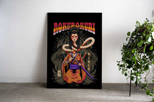 Yokai Rokurokubi Geisha Warrior Asian Style Poster | Wall Art for Home & Office | High-Quality Print - High-Quality Visual Display