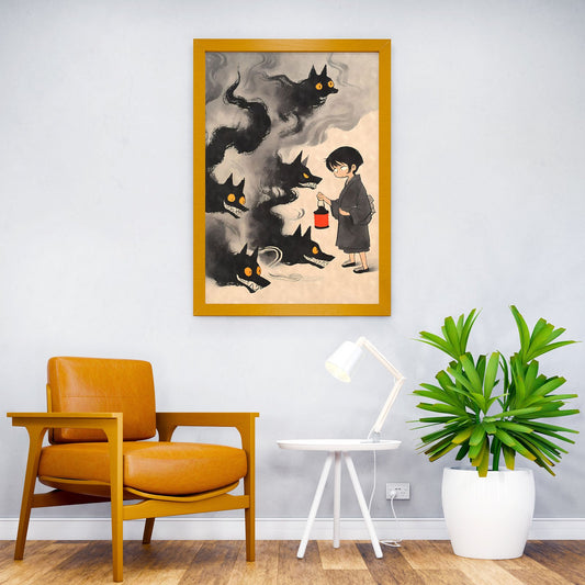 Yokai Shadow Wolves Asian Style Poster | Wall Art for Home & Office | High-Quality Print - High-Quality Visual Display