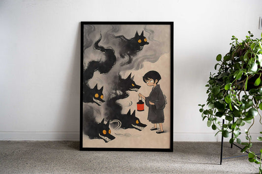 Yokai Shadow Wolves Asian Style Poster | Wall Art for Home & Office | High-Quality Print - High-Quality Visual Display