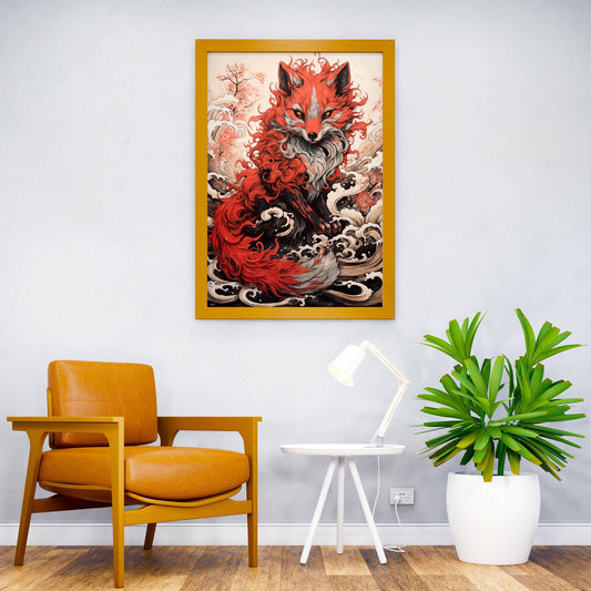 Young Red Fox Asian Style Poster | Wall Art for Home & Office | High-Quality Print - High-Quality Visual Display