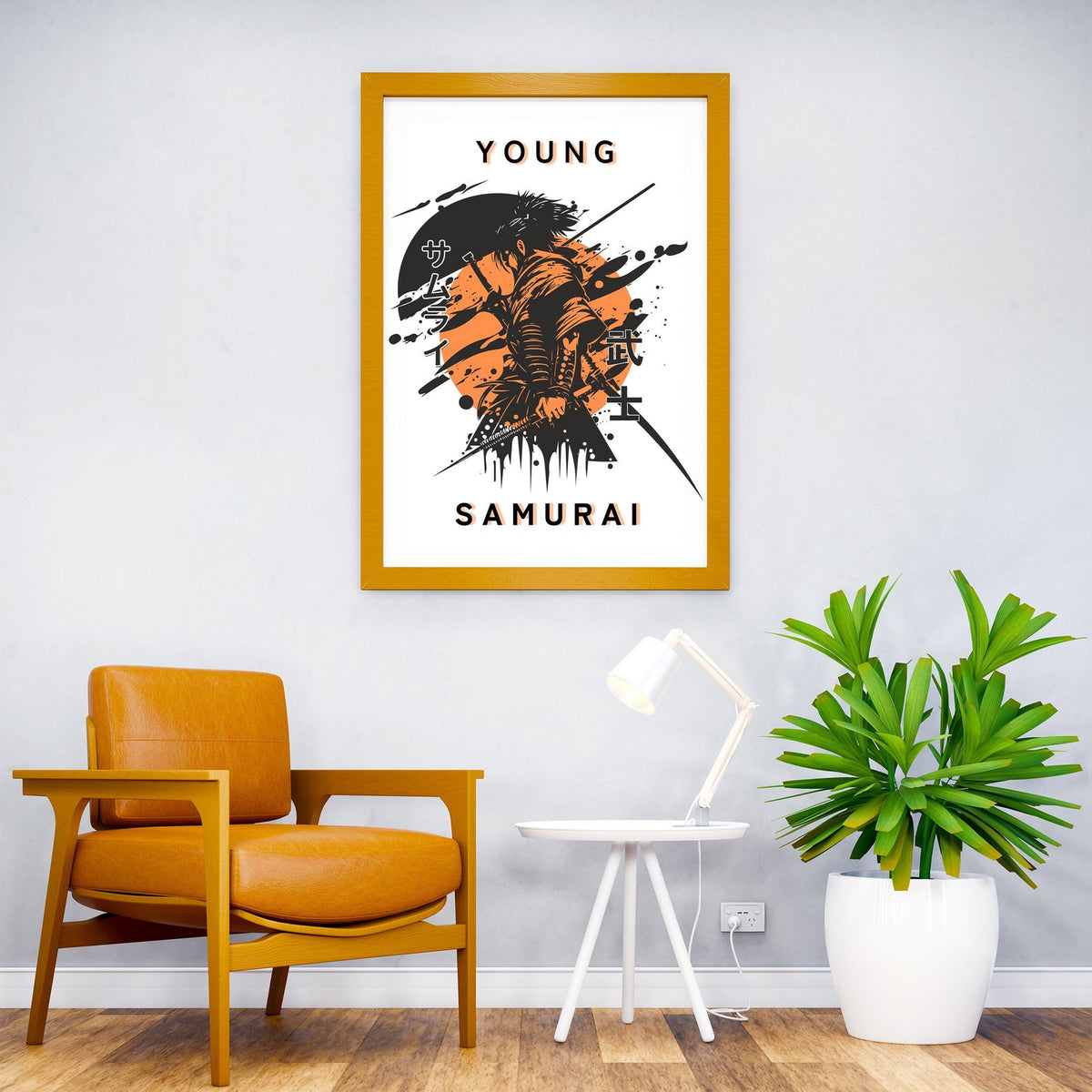Young Samurai Orange Asian Style Poster | Wa ll Art for Home & Office | High-Quality Print - High-Quality Visual Display
