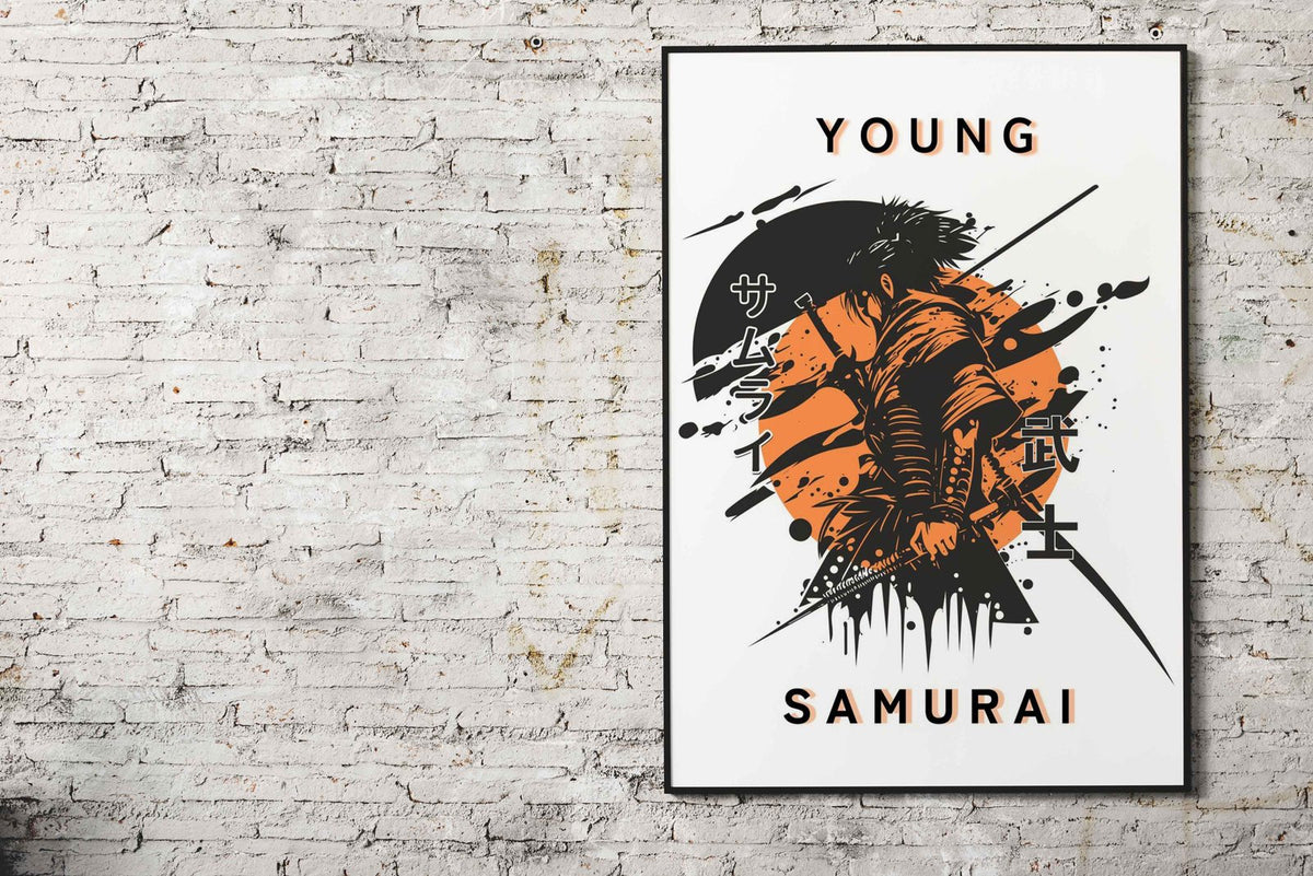 Young Samurai Orange Asian Style Poster | Wa ll Art for Home & Office | High-Quality Print - High-Quality Visual Display