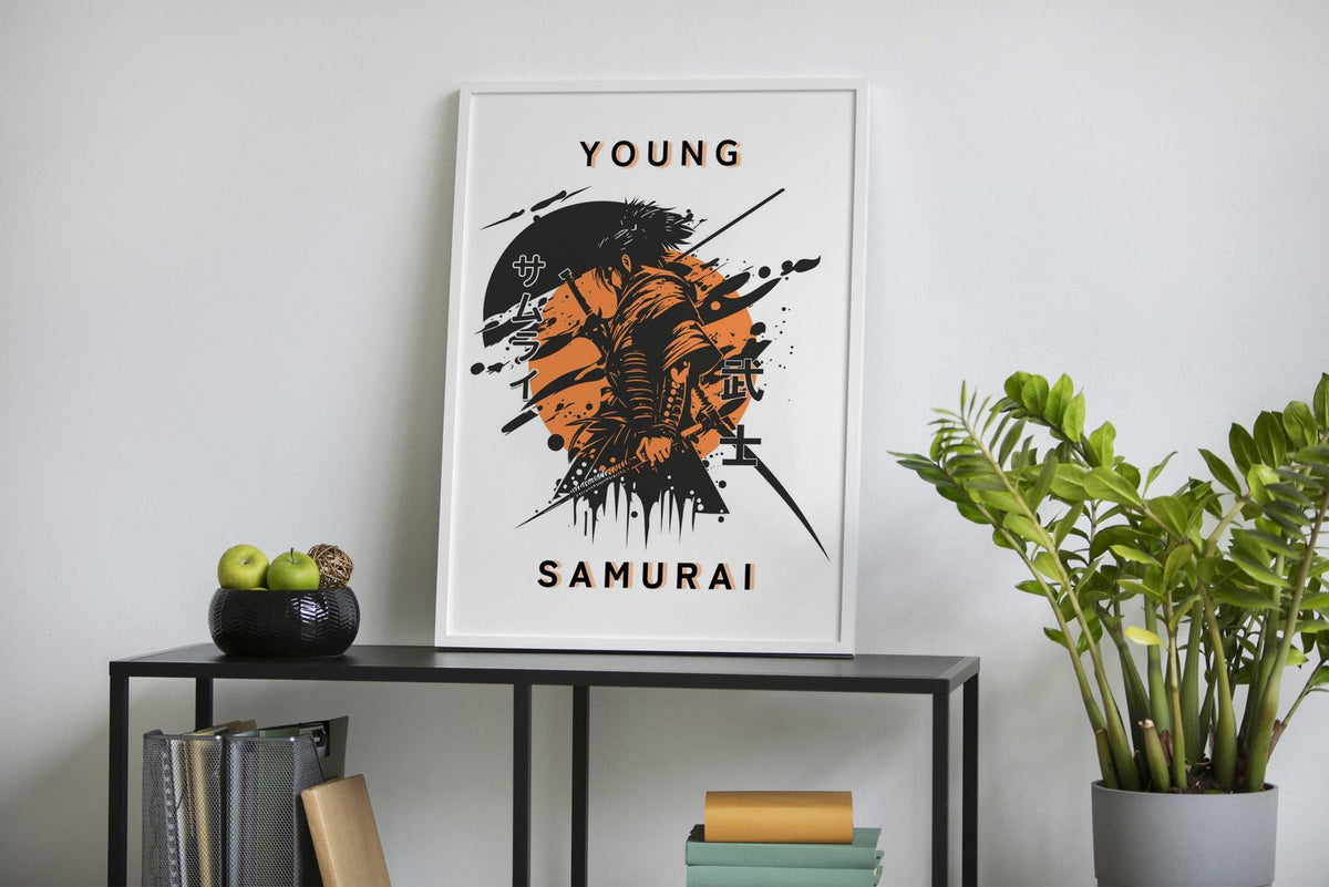 Young Samurai Orange Asian Style Poster | Wa ll Art for Home & Office | High-Quality Print - High-Quality Visual Display
