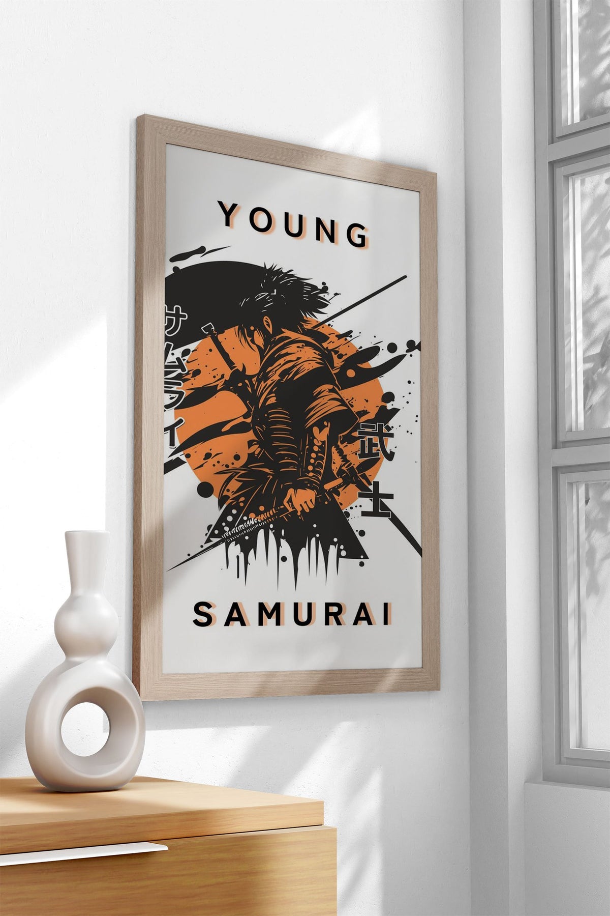 Young Samurai Orange Asian Style Poster | Wa ll Art for Home & Office | High-Quality Print - High-Quality Visual Display