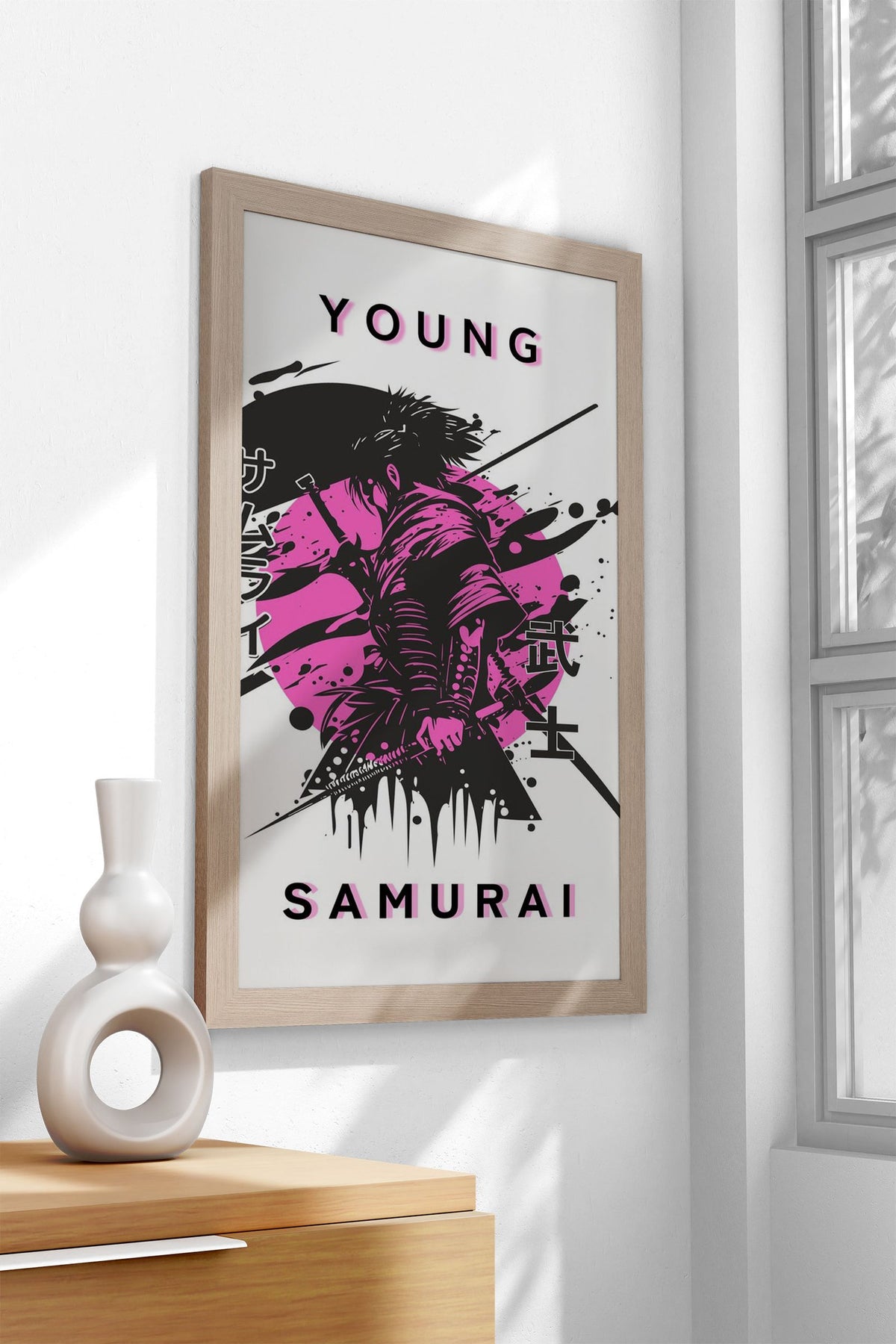 Young Samurai Pink Asian Style Poster | Wall A rt for Home & Office | High-Quality Print - High-Quality Visual Display