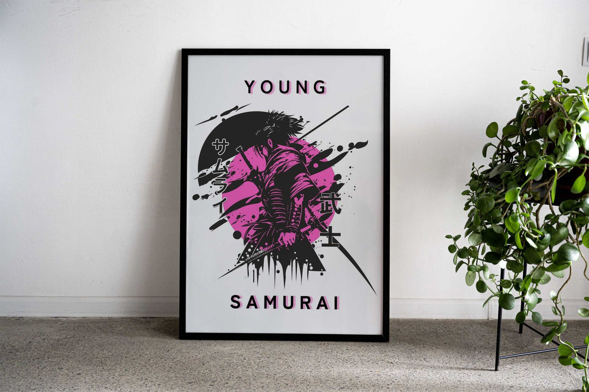 Young Samurai Pink Asian Style Poster | Wall A rt for Home & Office | High-Quality Print - High-Quality Visual Display