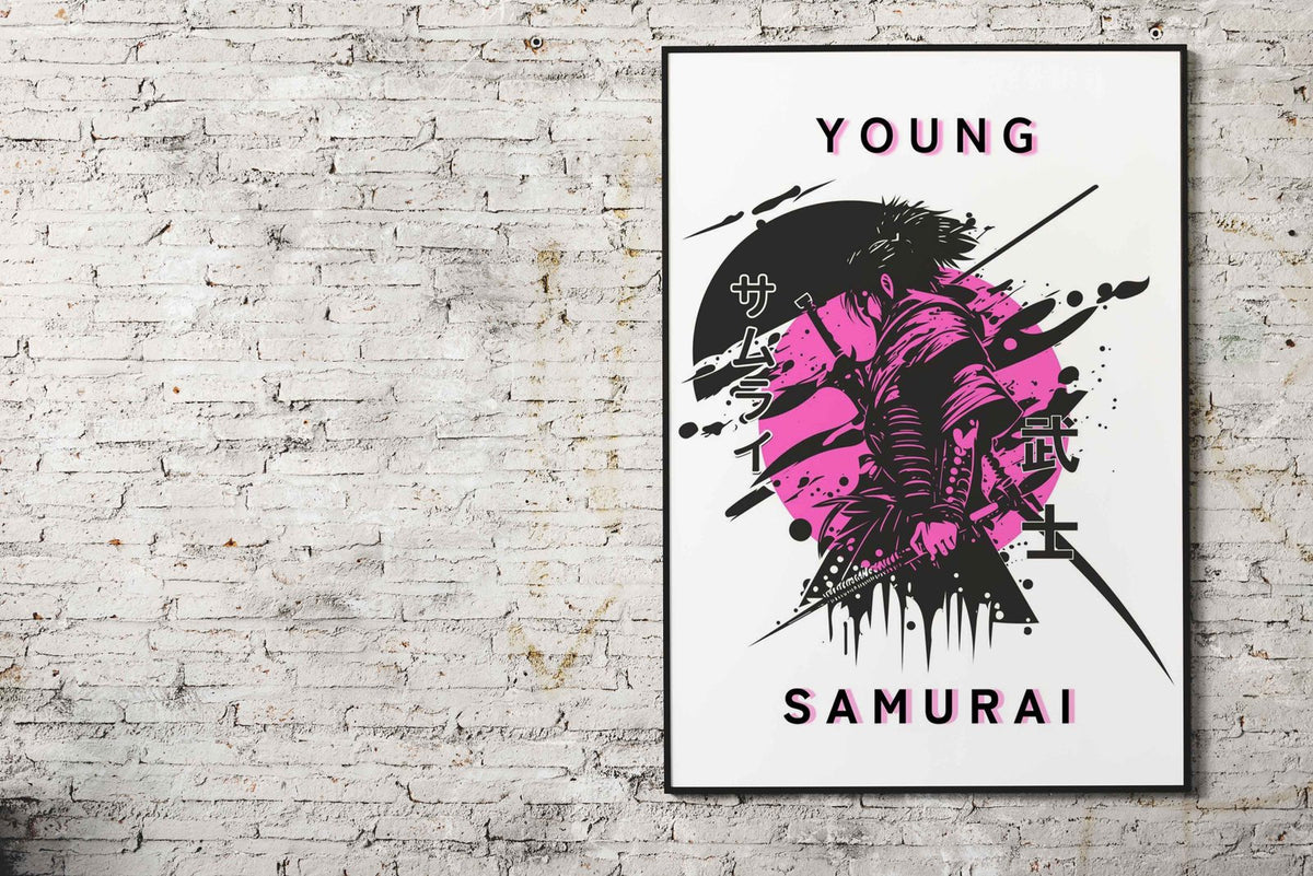 Young Samurai Pink Asian Style Poster | Wall A rt for Home & Office | High-Quality Print - High-Quality Visual Display