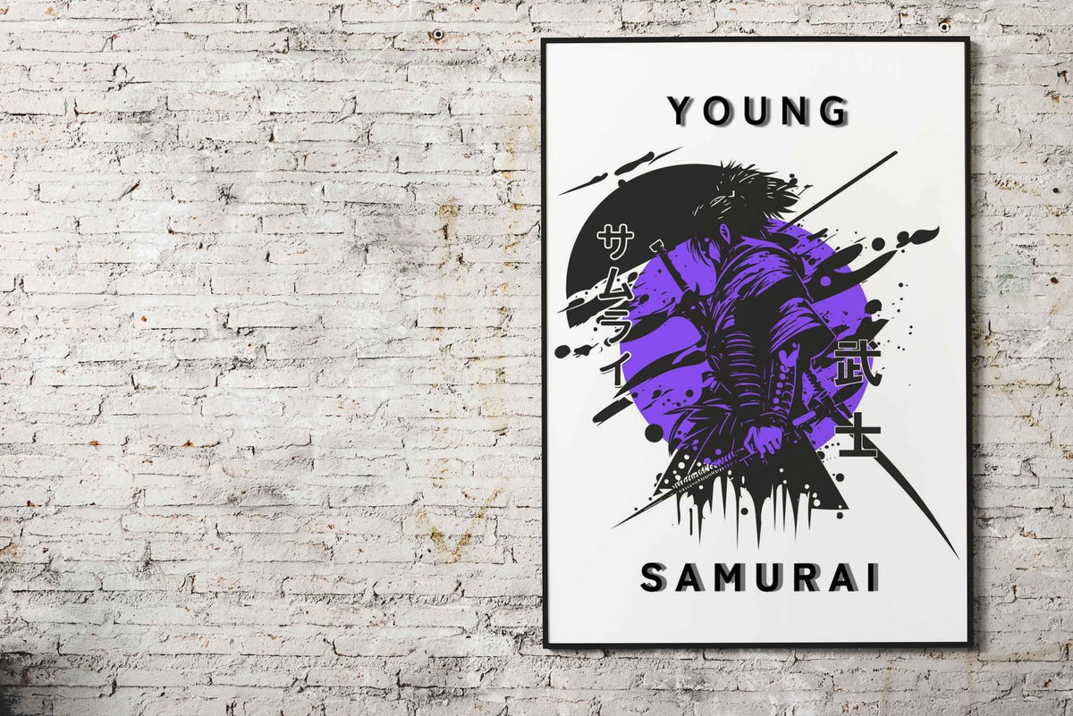 Young Samurai Purple Asian Style Poster | Wal l Art for Home & Office | High-Quality Print - High-Quality Visual Display