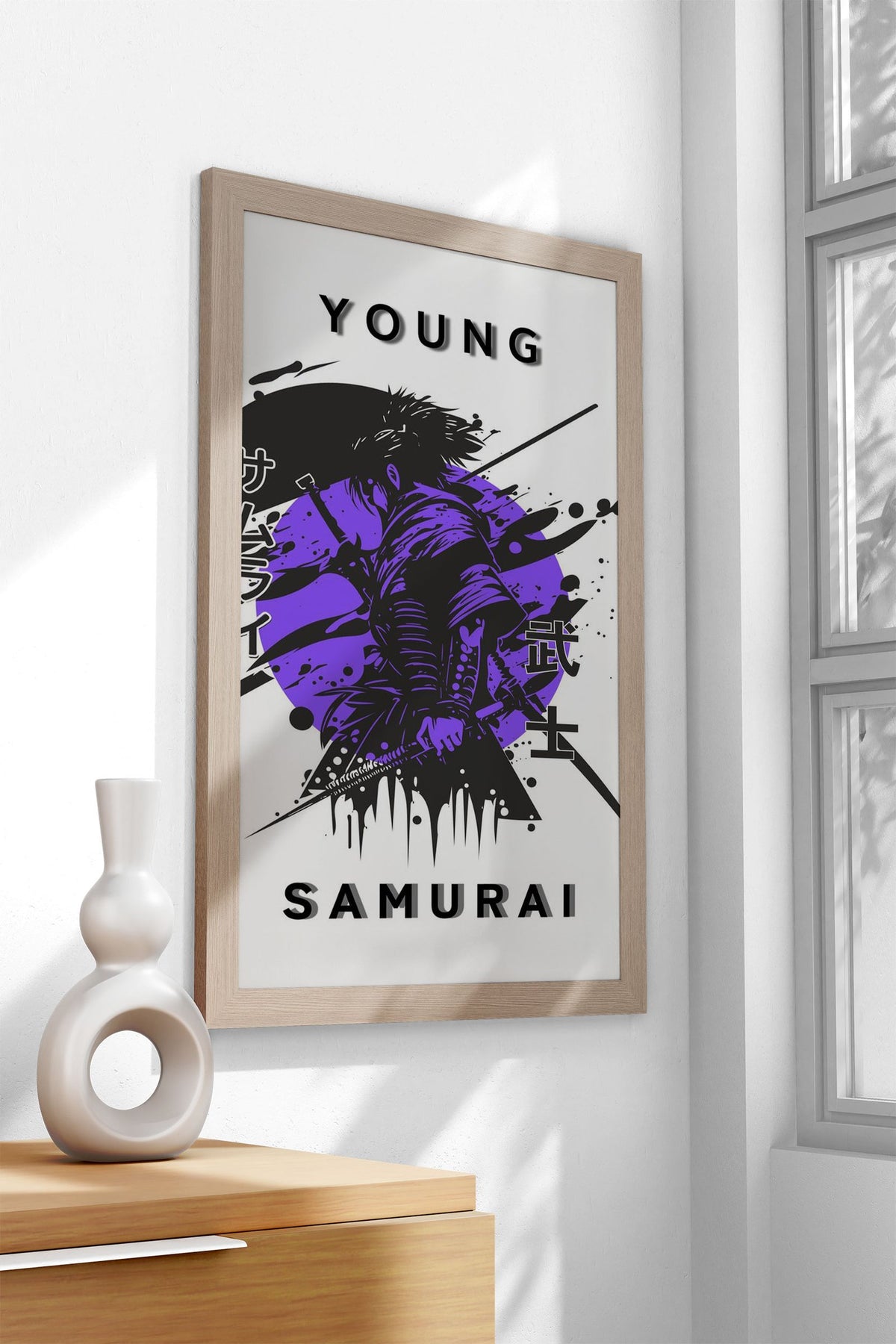 Young Samurai Purple Asian Style Poster | Wal l Art for Home & Office | High-Quality Print - High-Quality Visual Display