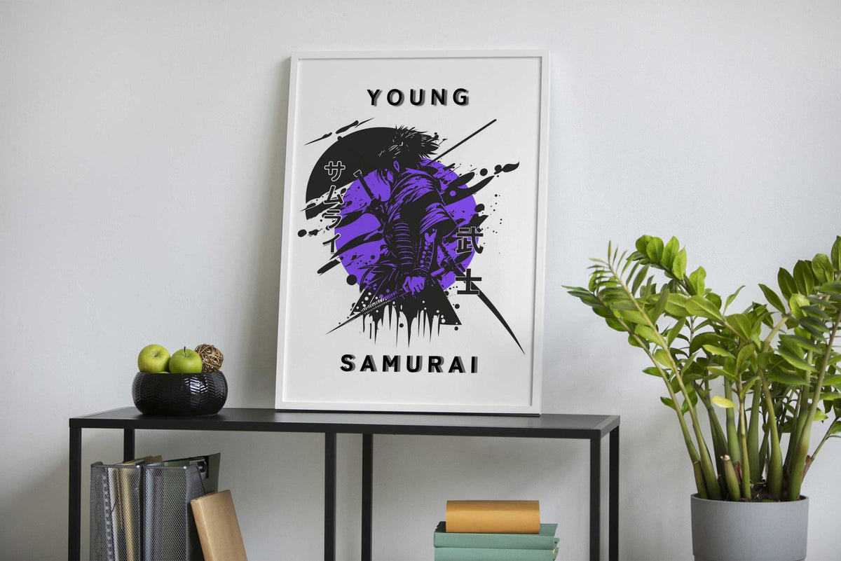 Young Samurai Purple Asian Style Poster | Wal l Art for Home & Office | High-Quality Print - High-Quality Visual Display