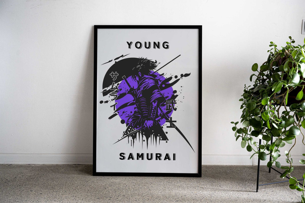 Young Samurai Purple Asian Style Poster | Wal l Art for Home & Office | High-Quality Print - High-Quality Visual Display