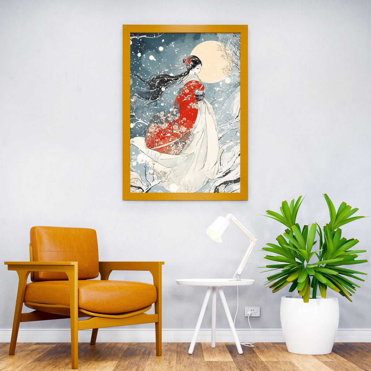 Yuki-onna Geisha in Winter Asian Style Poster  | Wall Art for Home & Office | High-Quality Print - High-Quality Visual Display