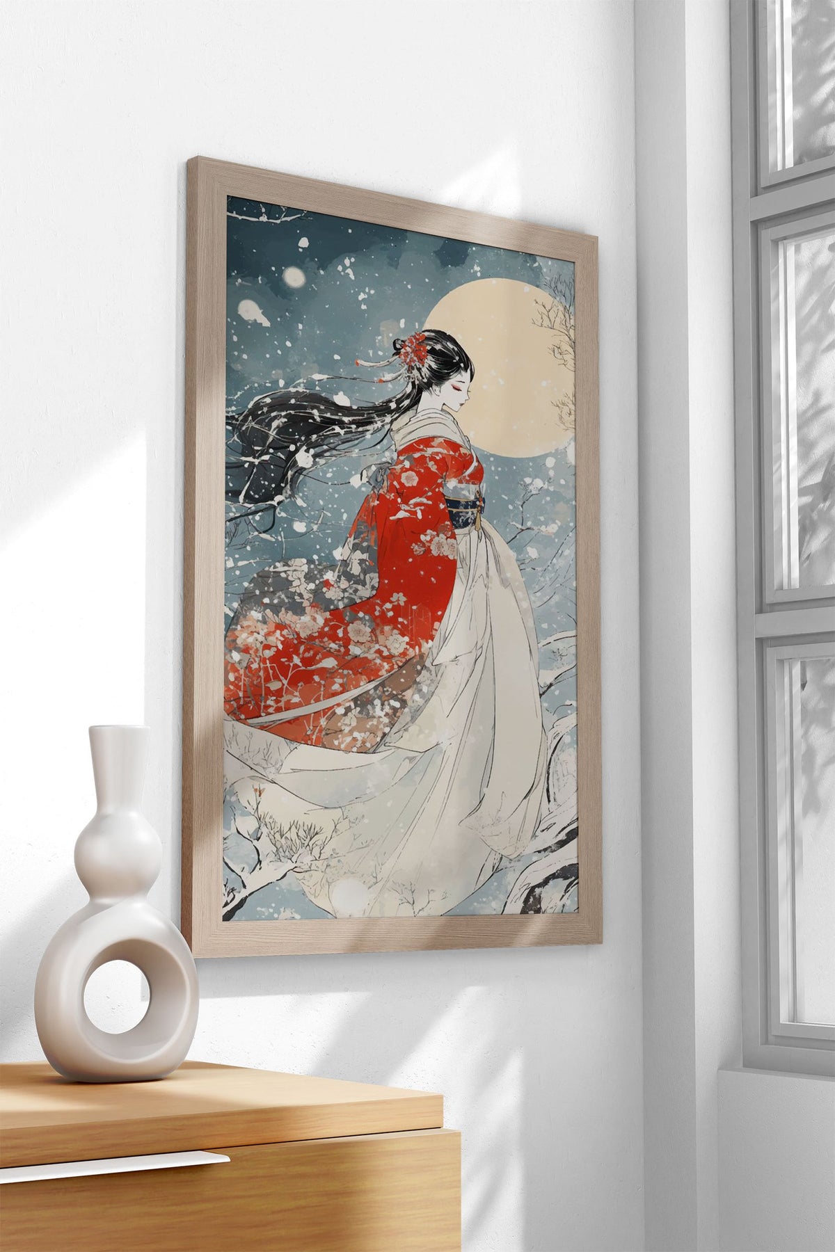 Yuki-onna Geisha in Winter Asian Style Poster  | Wall Art for Home & Office | High-Quality Print - High-Quality Visual Display