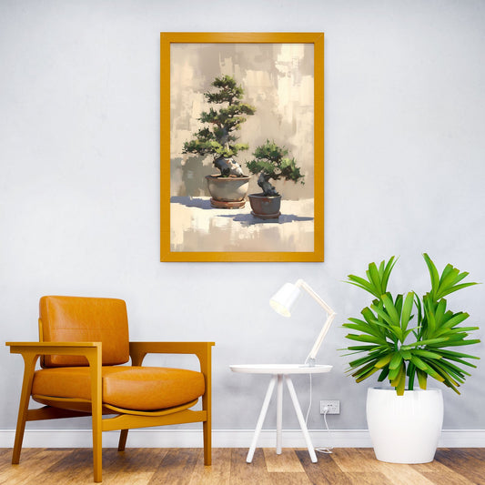 Zen Bonsai Trees Painting Asian Style Poster |  Wall Art for Home & Office | High-Quality Print - High-Quality Visual Display