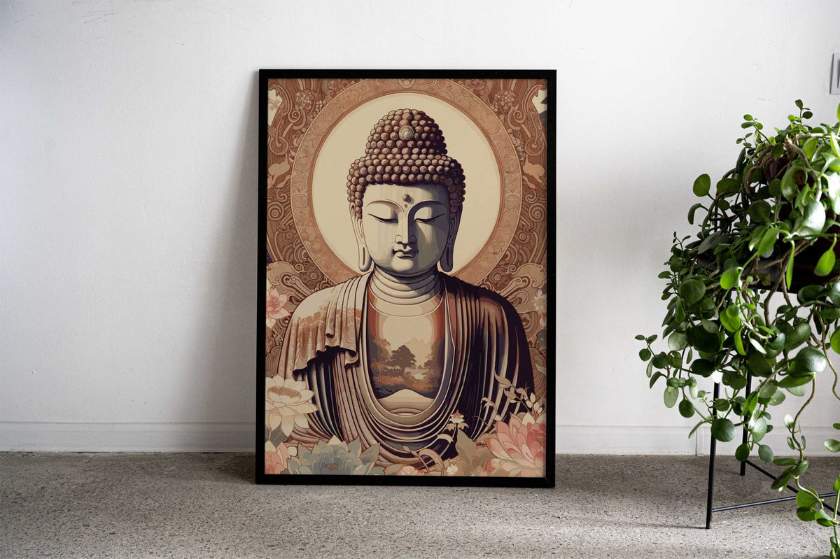 Zen Buddha Painting Asian Style Poster | Wall  Art for Home & Office | High-Quality Print - High-Quality Visual Display
