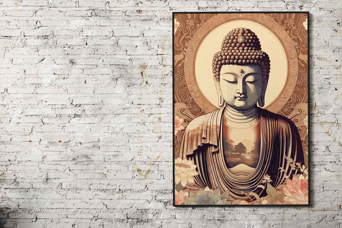 Zen Buddha Painting Asian Style Poster | Wall  Art for Home & Office | High-Quality Print - High-Quality Visual Display