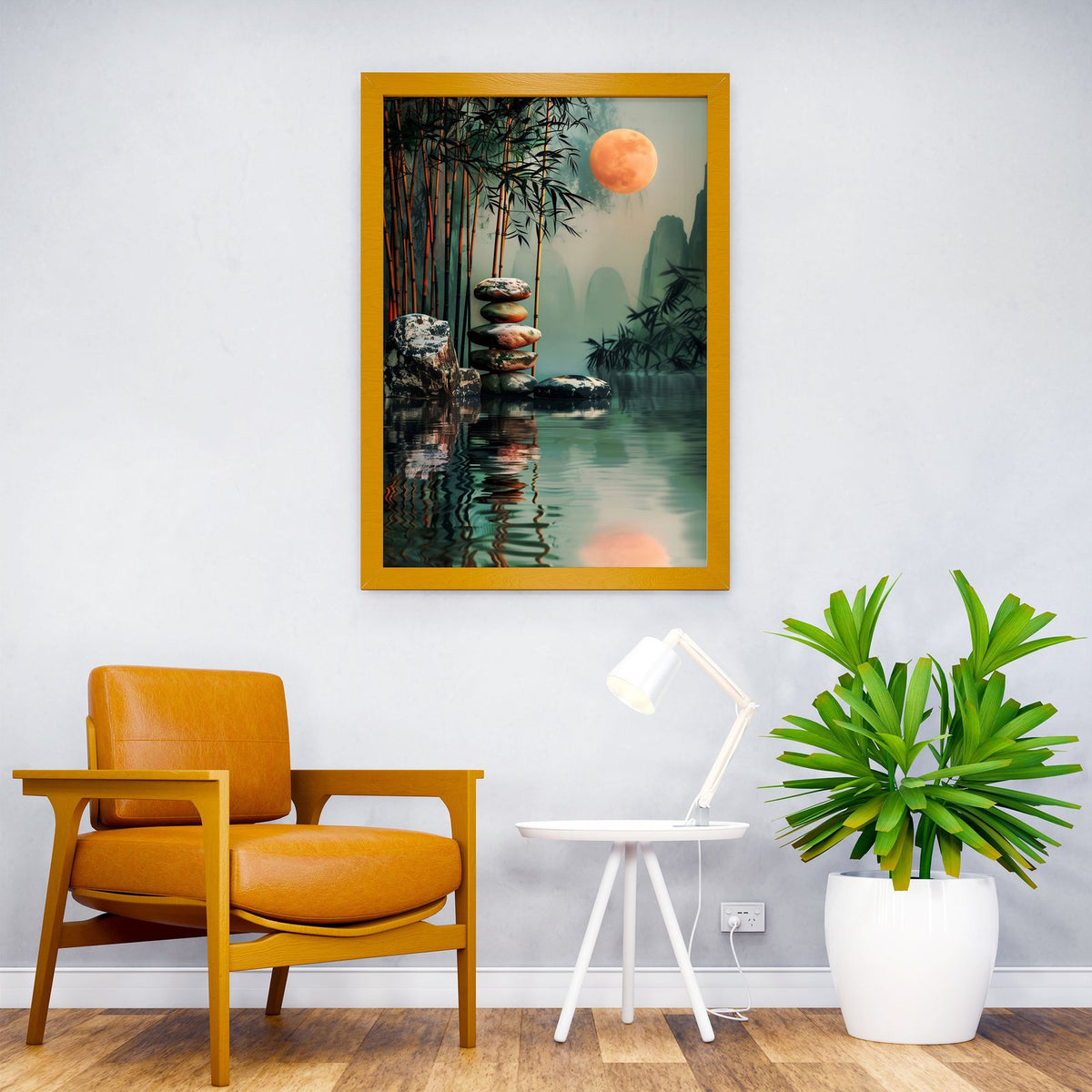 Zen Garden Moon Asian Style Poster | Wall Art  for Home & Office | High-Quality Print - High-Quality Visual Display