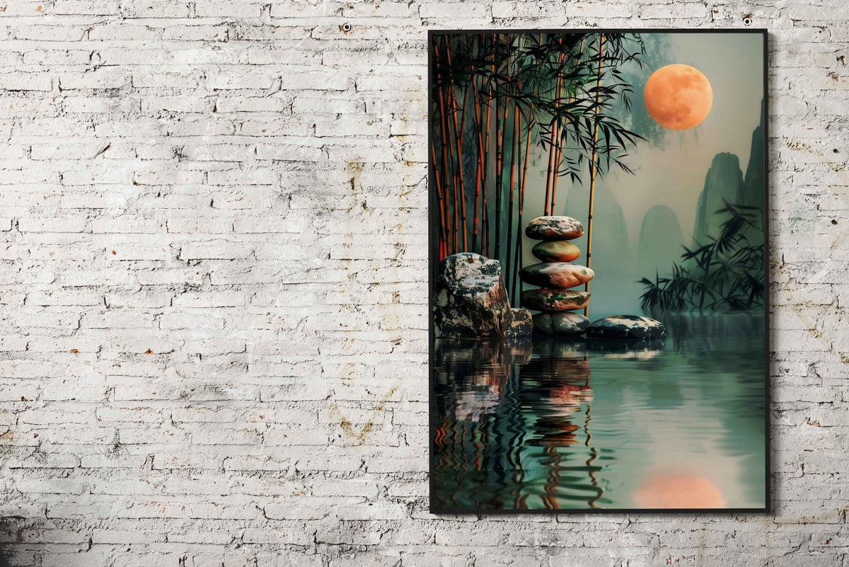 Zen Garden Moon Asian Style Poster | Wall Art  for Home & Office | High-Quality Print - High-Quality Visual Display